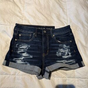 NWT American Eagle Outfitters Women's Distressed Dark Blue Jean Shorts